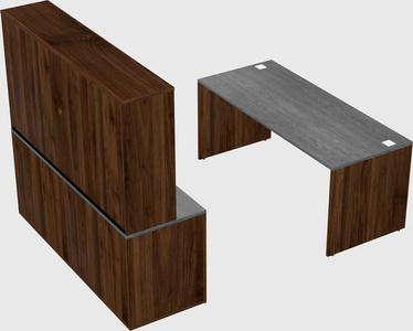 Parallel desk with credenza