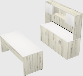 Parallel desk with credenza