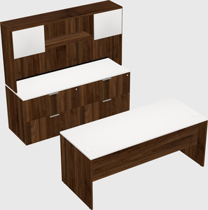 Parallel desk with credenza