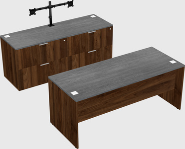Parallel desk with credenza