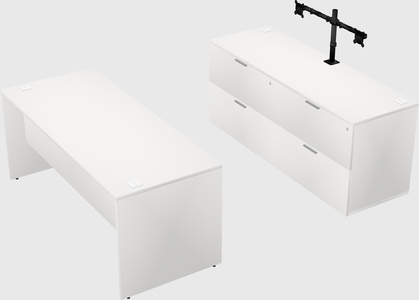 Parallel desk with credenza