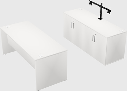 Parallel desk with credenza