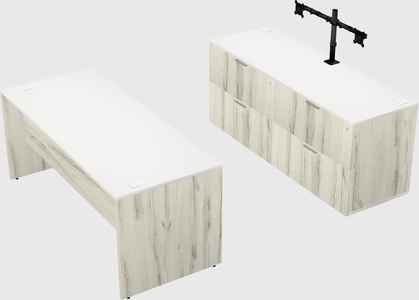 Parallel desk with credenza