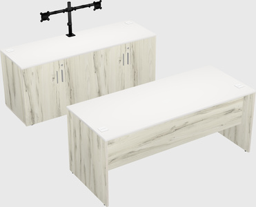 Parallel desk with credenza