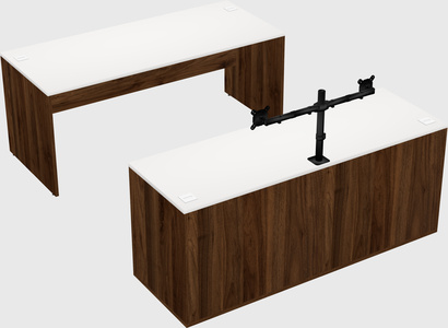 Parallel desk with credenza