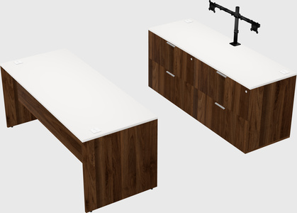 Parallel desk with credenza
