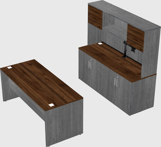 Parallel desk with credenza