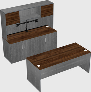 Parallel desk with credenza