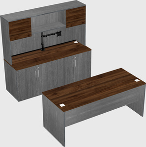 Parallel desk with credenza