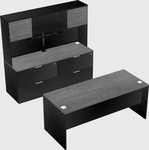 Parallel desk with credenza