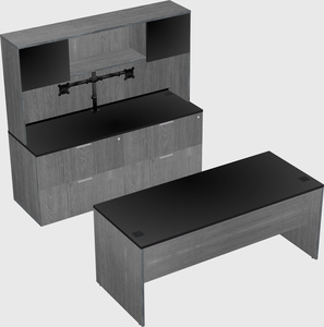 Parallel desk with credenza