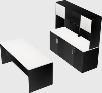 Parallel desk with credenza