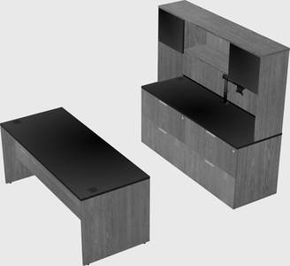 Parallel desk with credenza
