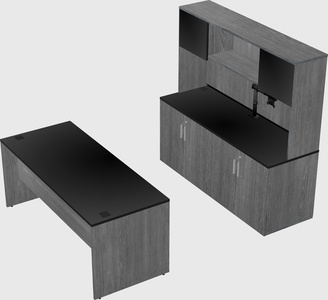 Parallel desk with credenza