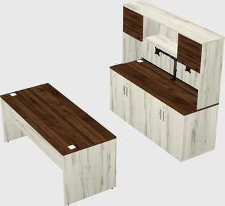 Parallel desk with credenza