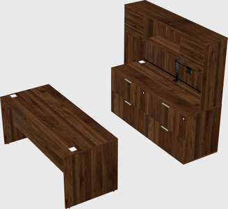 Parallel desk with credenza
