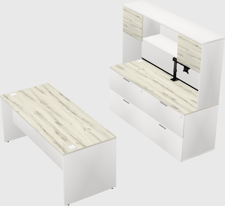 Parallel desk with credenza