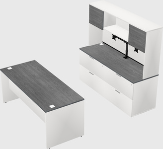 Parallel desk with credenza