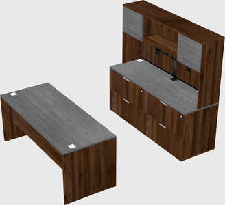 Parallel desk with credenza