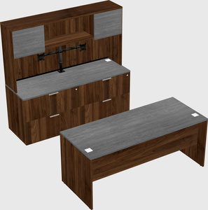 Parallel desk with credenza