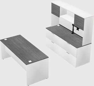 Parallel desk with credenza