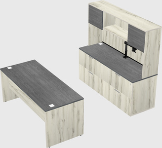 Parallel desk with credenza