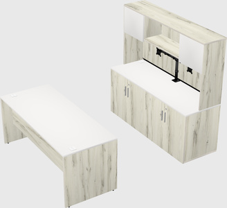 Parallel desk with credenza