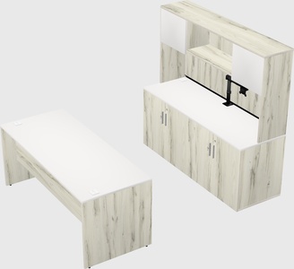 Parallel desk with credenza