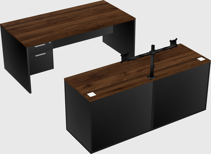 Parallel desk with credenza