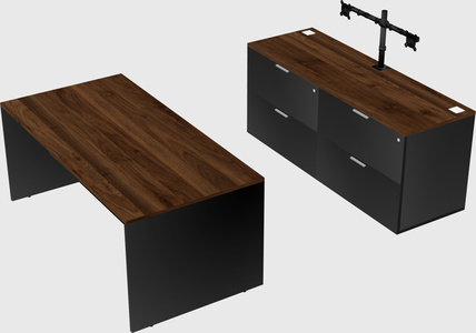 Parallel desk with credenza