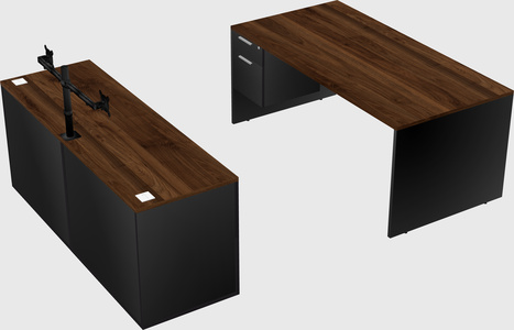 Parallel desk with credenza