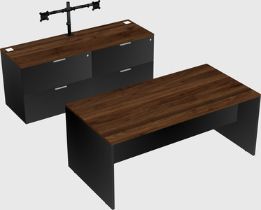 Parallel desk with credenza