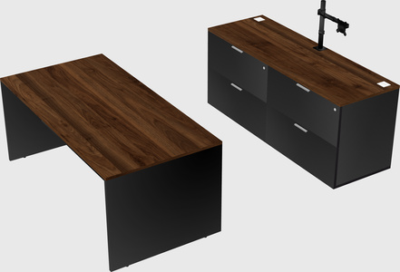 Parallel desk with credenza