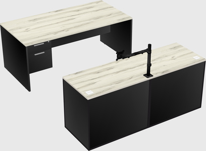 Parallel desk with credenza
