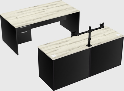 Parallel desk with credenza