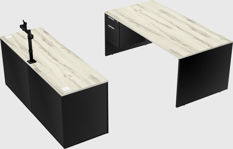 Parallel desk with credenza
