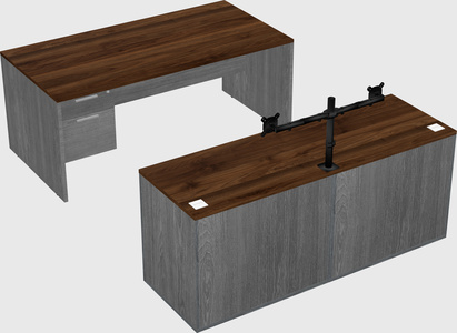 Parallel desk with credenza