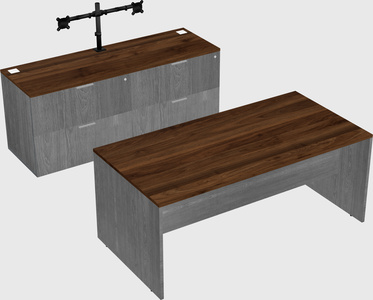 Parallel desk with credenza