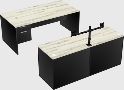 Parallel desk with credenza