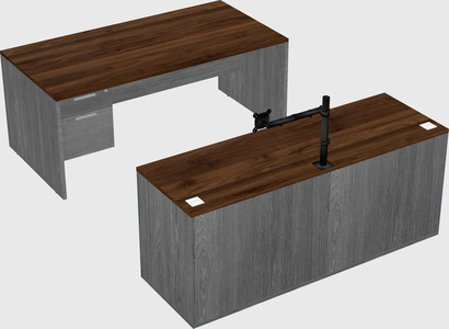 Parallel desk with credenza