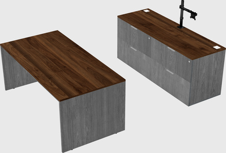 Parallel desk with credenza