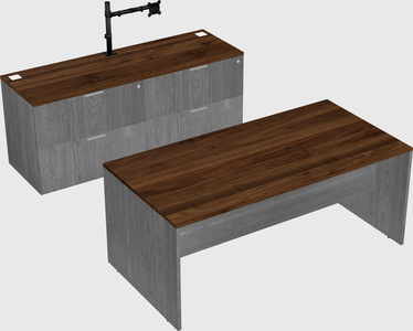 Parallel desk with credenza