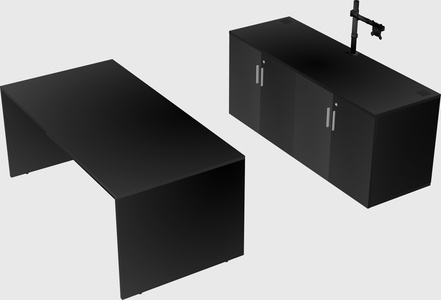Parallel desk with credenza