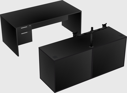 Parallel desk with credenza