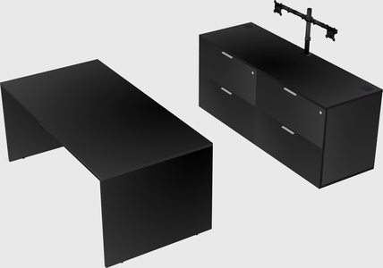 Parallel desk with credenza
