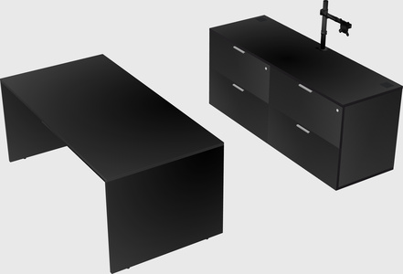 Parallel desk with credenza