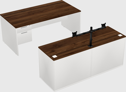 Parallel desk with credenza
