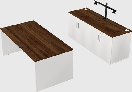 Parallel desk with credenza