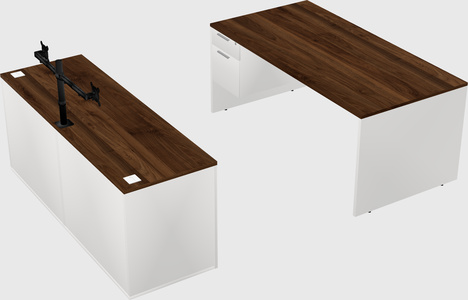 Parallel desk with credenza