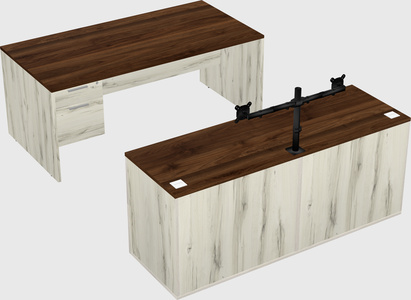 Parallel desk with credenza